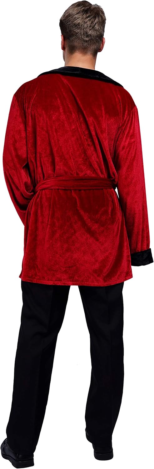 Maxim Party Supplies Men's Velvet Socialite Robe Jacket With Belt, Sunglasses, Pants and Captain Hat Costume for Halloween