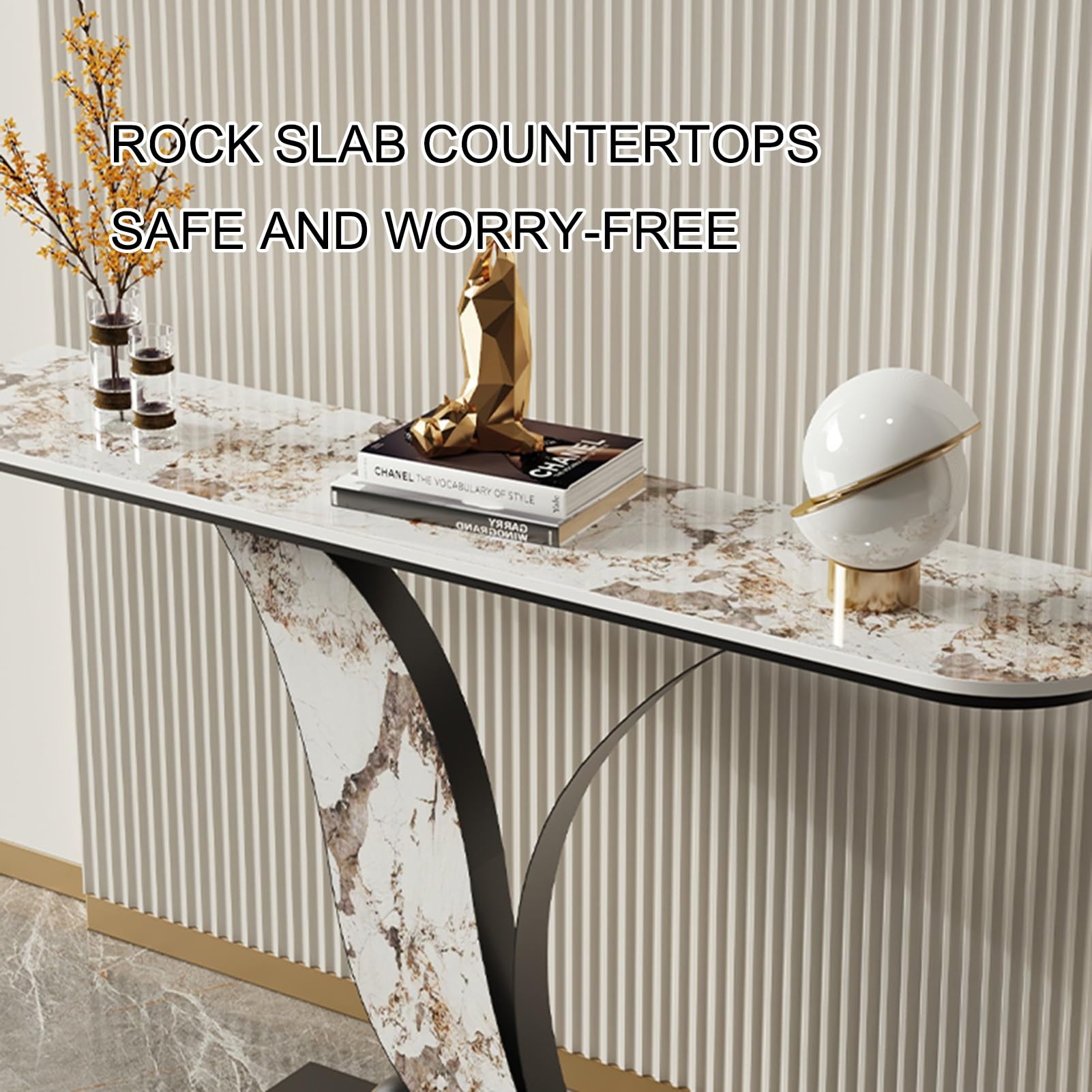 Mesa consola para recibidor, mesa estrecha para recibidor, mesa consola estrecha con estructura metálica, mesa auxiliar para sofá de estructura robusta y fiable, para espacios pequeños, pasillo, ves