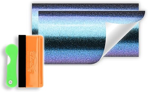 Vista 12 de Kit de herramientas gratis, 2 unidades de 5 x 10 pulgadas Chevy Emblema Bowtie Chameleon fibra de carbono púrpura dorado camaleón vinilo envoltura