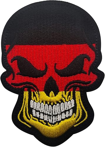 Miniatura 6 de Parche de calavera con bandera de Alemania, apliques de bandera alemana, parches de costura bordados tácticos, emblemas de moral militar, insignias