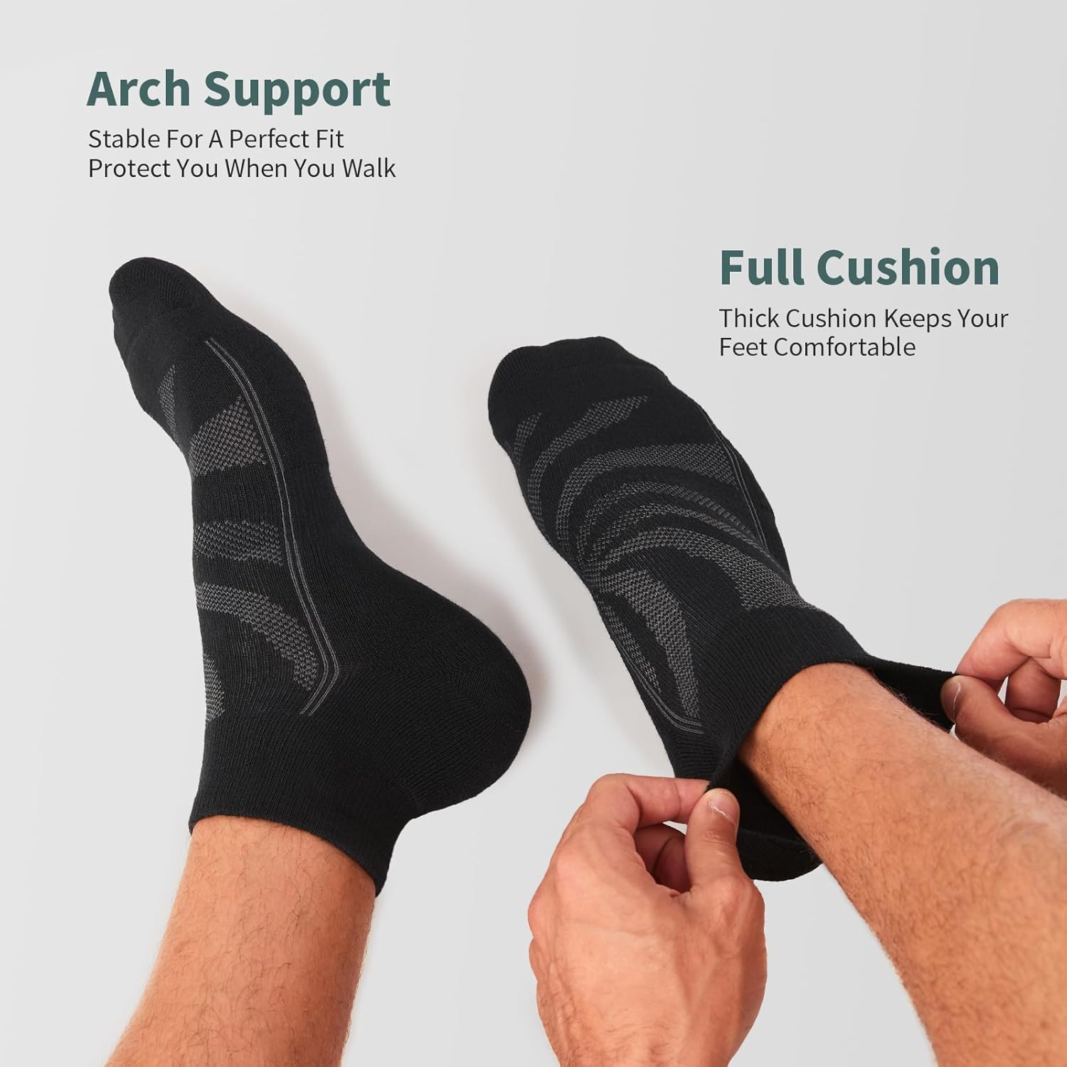 Lapulas 6 Pack Men's Ankle Socks with Cushion, Cotton Quarter Socks for Sport Training Running - Image 5