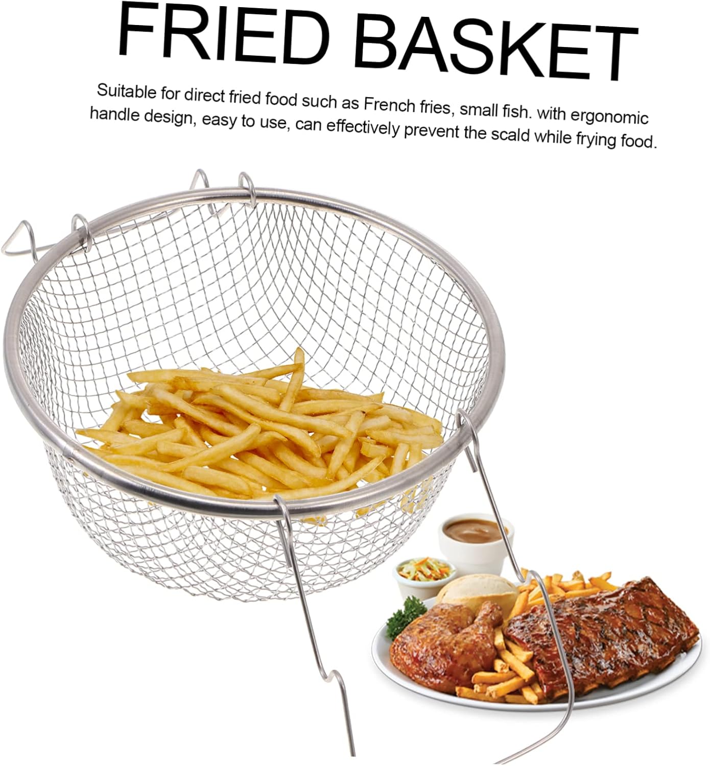 2 pcs Foldable Fried Hand Wooden Spaghetti Skimmer for Accessories Colander Steaming Potato Deep Square Washing Tool Spoon Turkey Shrimps Culinary Fruit Cook Fryer Boiling (Silverx2pcs 18x18cmx2pcs)