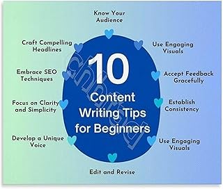 10 Content Writing Tips for Marketers Poster Digital Marketing Guide Educational Wall-Art Office Study Decor(Unframed,16x24inch(40x60cm))