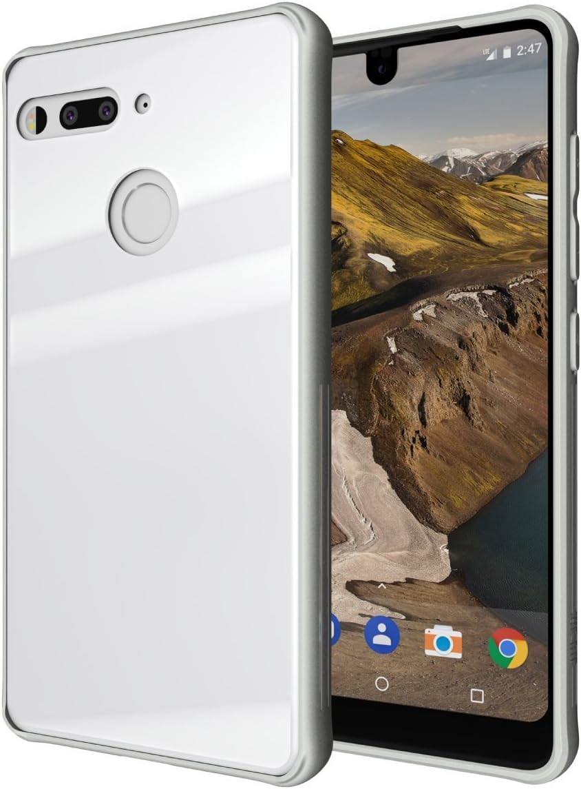 Essential Phone PH-1 Case, TUDIA [Ceramic Feel] Lightweight [GLOST] TPU Bumper Shock Absorption Cover Featuring [Tempered Glass Back Panel] for Essential Phone PH-1 (Pure White)