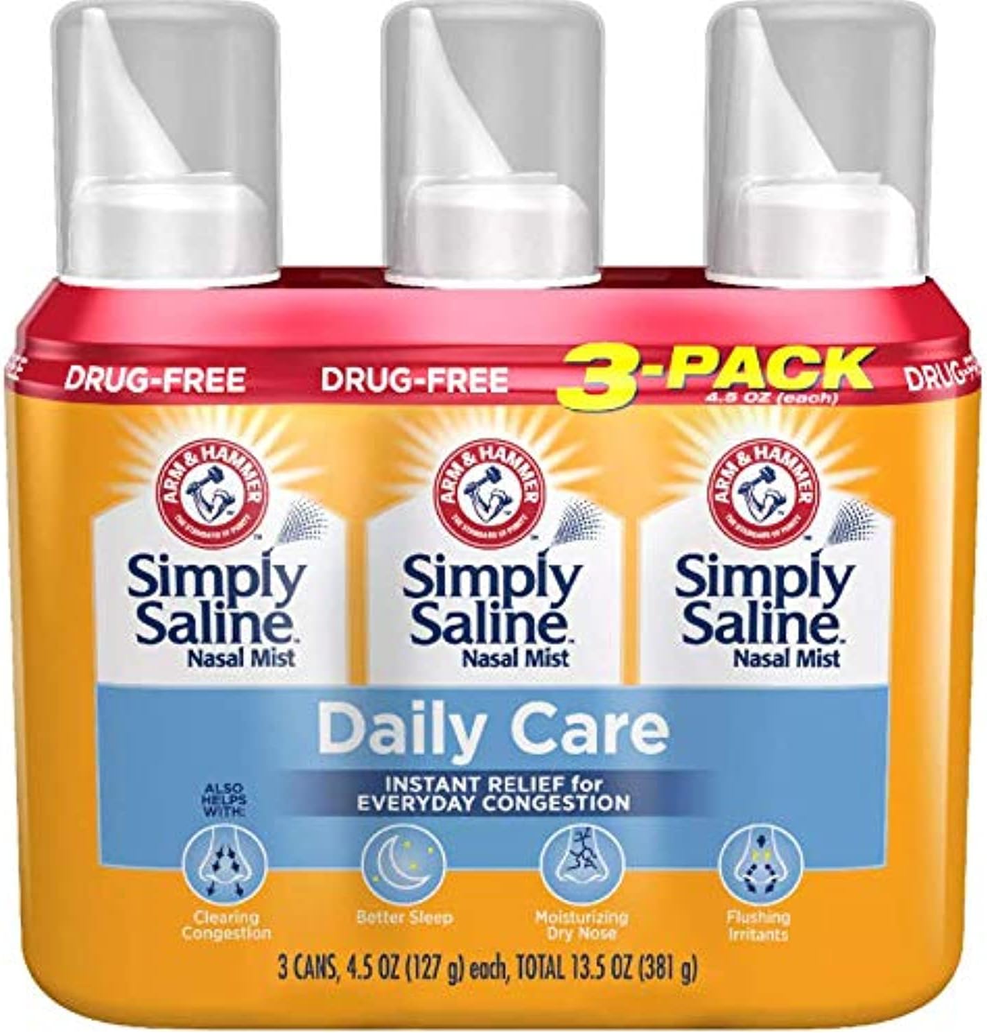 Simply SalineAdult Nasal Mist, Original, Giant Size, 4.5 Oz Pack Of 3