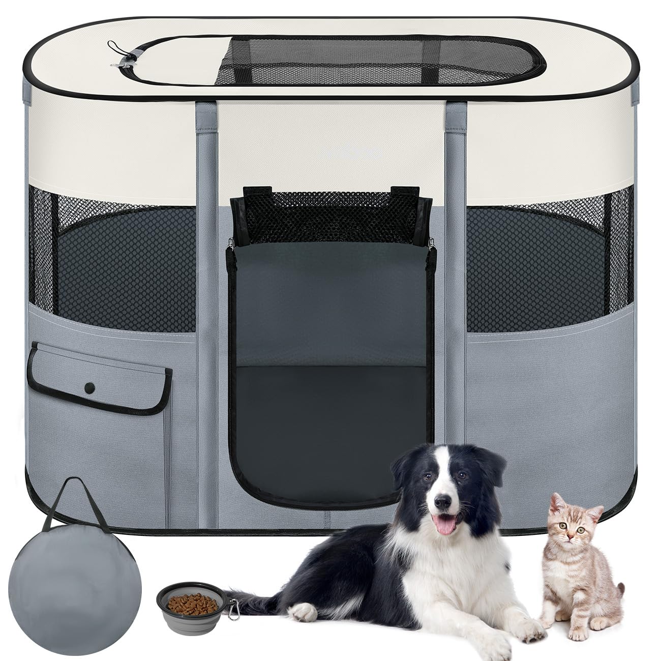 6枚セット　ペットサークル 犬 サークル ドア付 折り畳み 折畳み Amazon | 自由にレイアウトOK 折りたたみ ペットサークル 木製