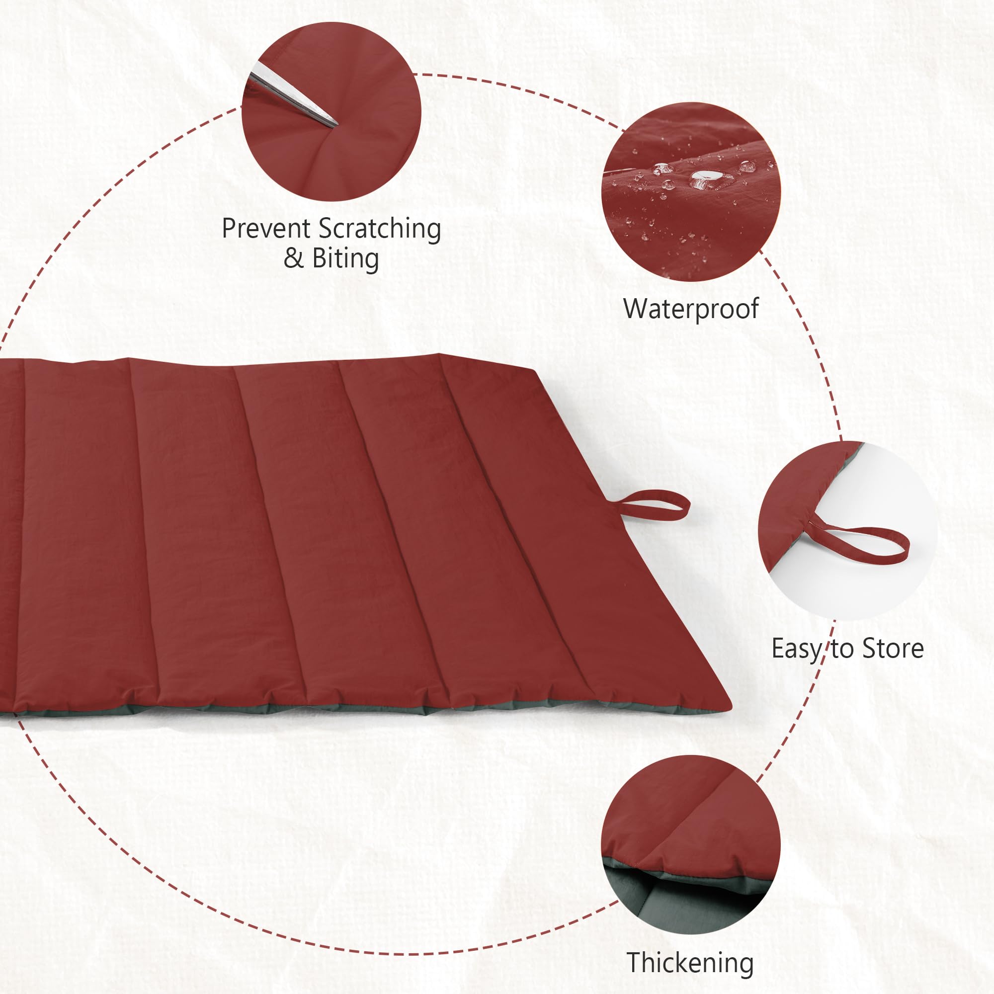 UNIKOME Cuccia Cane Grande per Interno e Esterno, Cuscino Cane Impermeabile, Facile da Lavare, Pieghevole, Resistente Materassino Cani/Gatto/Pet per Auto, Pavimento, Cassa (Rosso+Verde, 110x68cm)