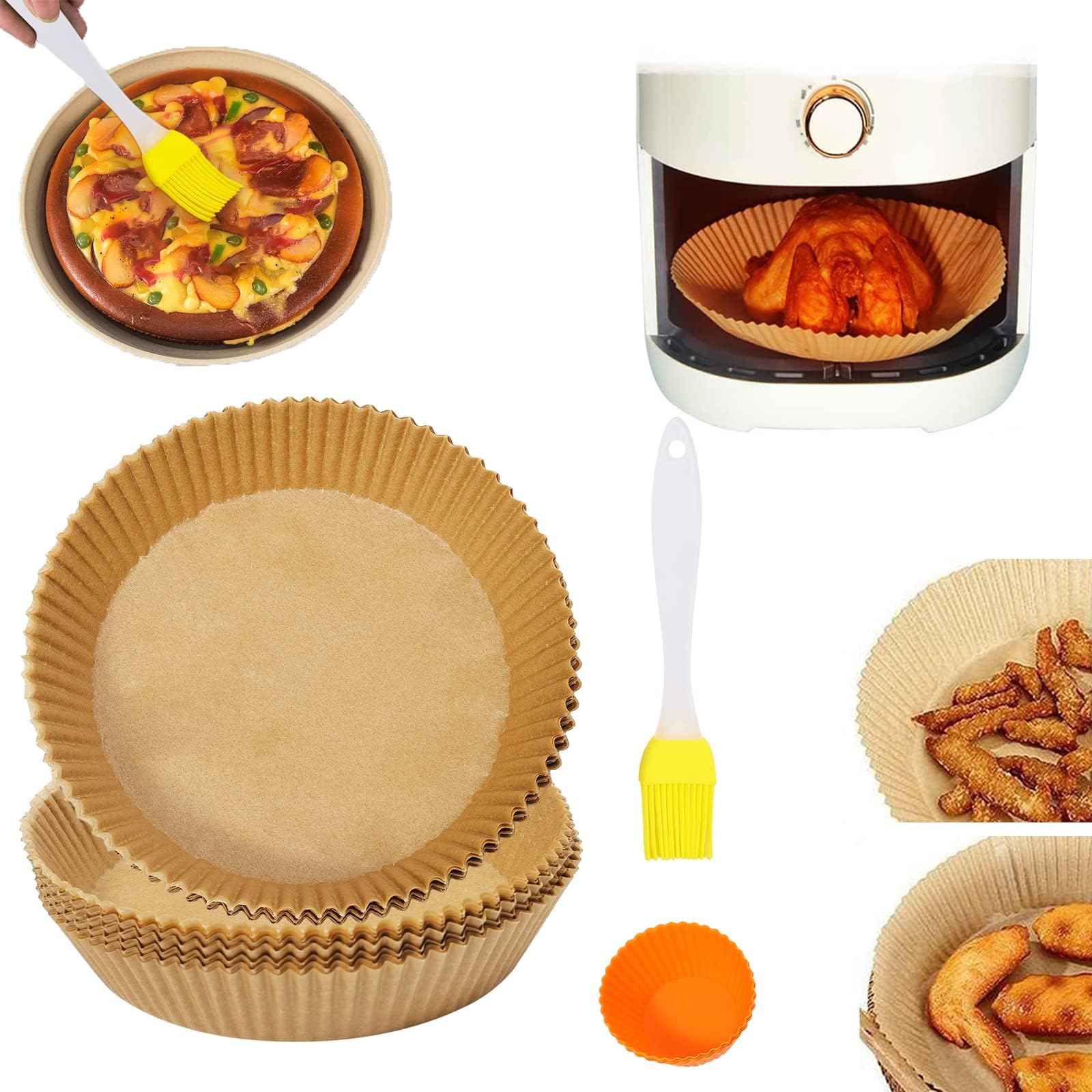 Air Fryer Disposable Paper Liner, Non-stick Disposable Air Fryer Liners Non-Stick Air Fryer Liners, Oil-proof, Water-Proof, Perfect for Air Fryer Baking Roasting Microwave-Square 6.5x6.5 Inch