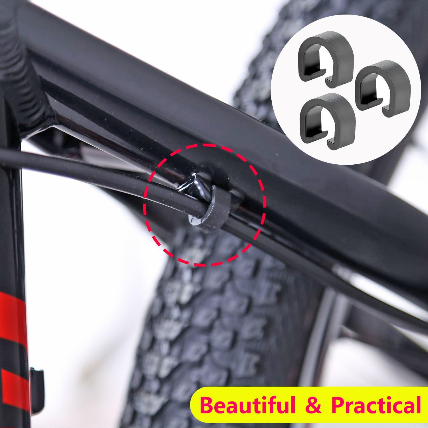 Qrity 40 Pezzi Morsetto per Cavo Bicicletta, C-Clip Pinze, Fibbia per Cavo Bicicletta, Clip in Plastica per Fissaggio Cavo Freno Bici