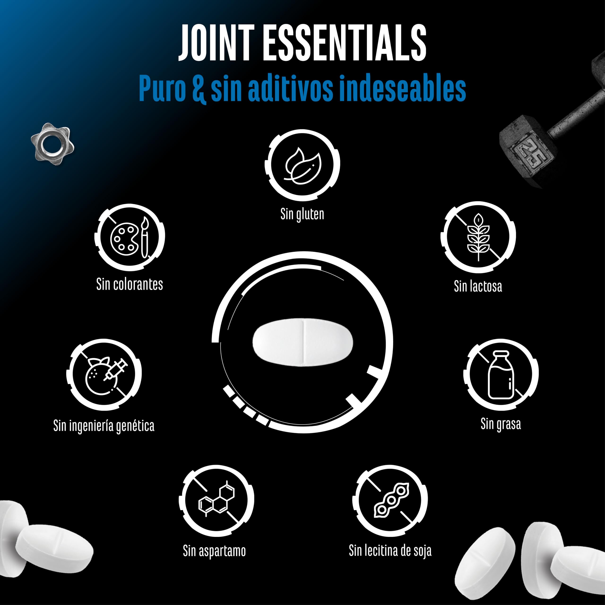 Joint Essentials: suplemento para las articulaciones con Collavant® N2 colágeno tipo II, glucosamina, condroitina, MSM, ácido hialurónico y vitamina C. 180 comprimidos.