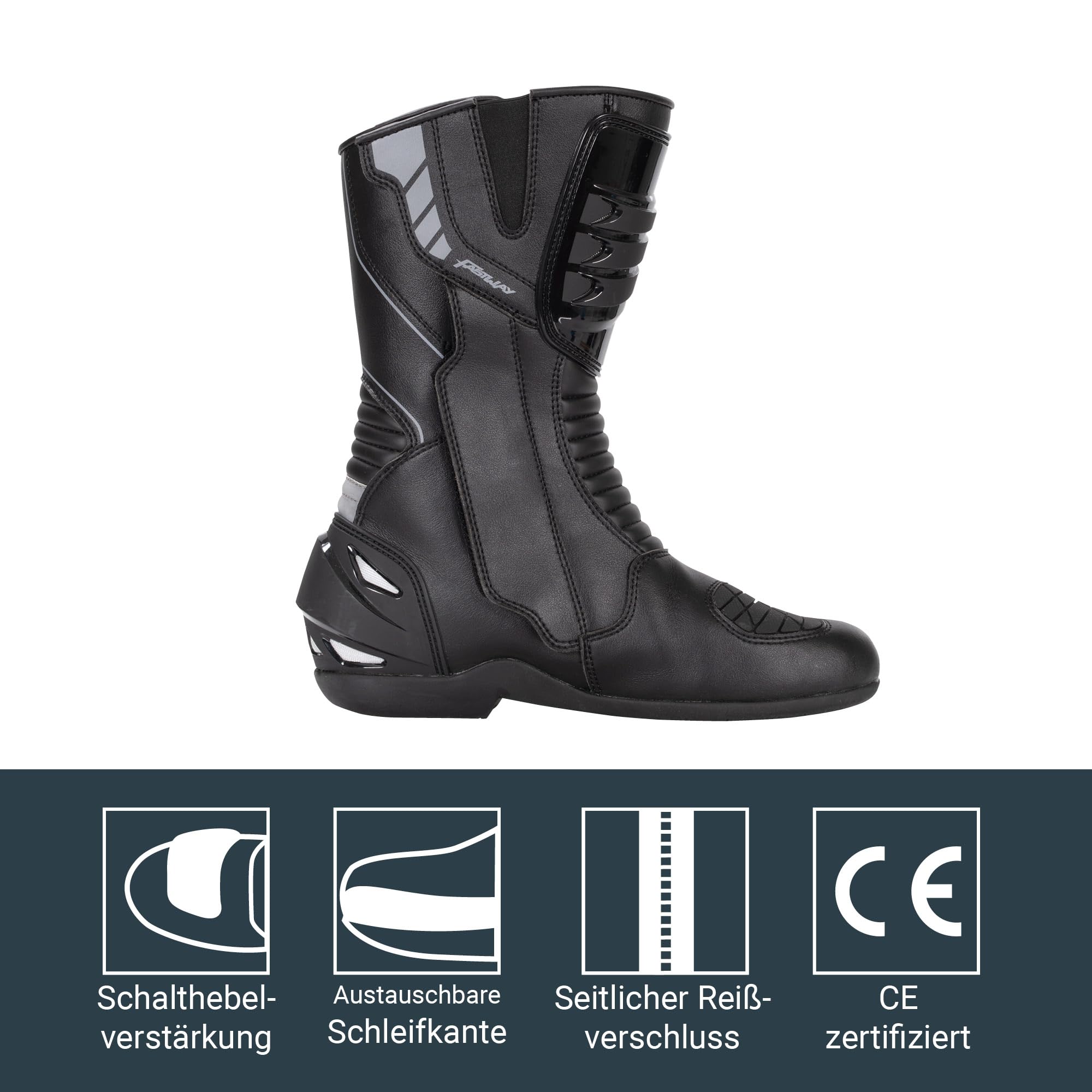 FAST WAY FRS-1 Motorradstiefel Herren & Damen, CE Zertifizierte Motorradschuhe, Racing Motorradstiefel mit Schleifer, Motorrad Stiefel mit Verstärkungen an Schienbein, Ferse & Knöchel
