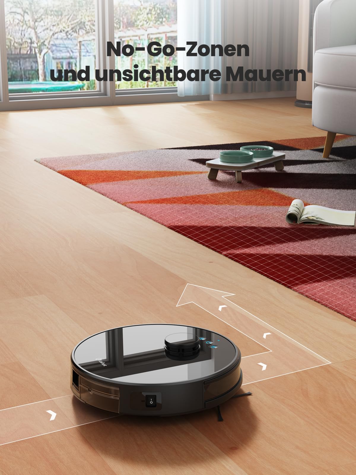 Lefant M1 Staubsauger Roboter mit 8 No-Go-Zonen, Laser Navigation, Saugroboter mit Wischfunktion Selbstaufladend 5500Pa, für Tierhaare und Hartböden, App-/Alexa-Steuerung