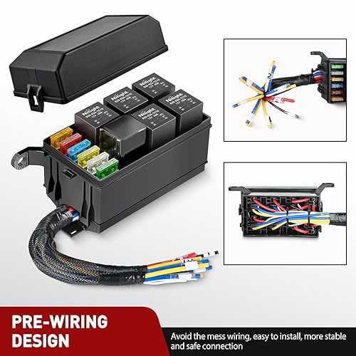 Vista 22 de Nilight 50023R - Juego de 5 interruptores de relé fusionado de 30 A, 12 V, 4 pines, relé SPST, arnés de enclavamiento, soporte de enchufe de 30