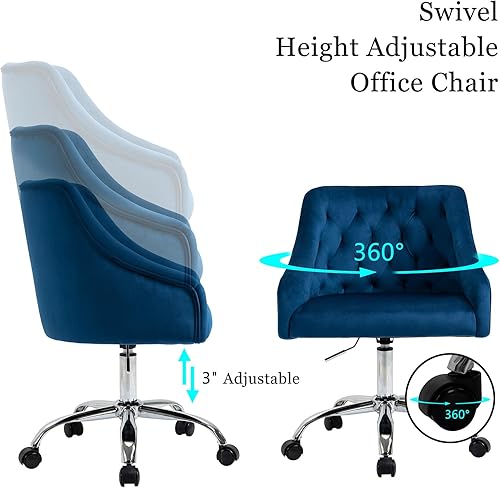 Miniatura 7 de ANOUR Silla moderna de oficina en casa silla de trabajo ajustable de terciopelo silla de escritorio para niños sillón giratorio silla de tocador