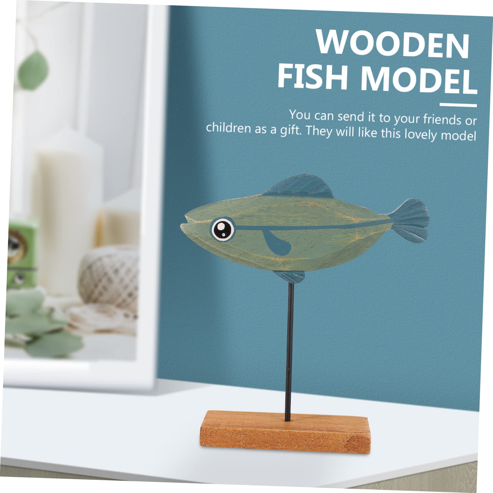 Alipis 4 Pezzi Giocattolo Unico Per Bambini Pesce in Legno Artigianato Decorazione Animale Finto Per Feste Bambini Amici