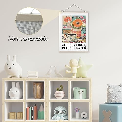 Miniatura 4 de OTKBD Coffee First People Later - Póster artístico de pared Maximalist Retro Flowerpot Espresso Impresiones de lienzo para decoración de pared para