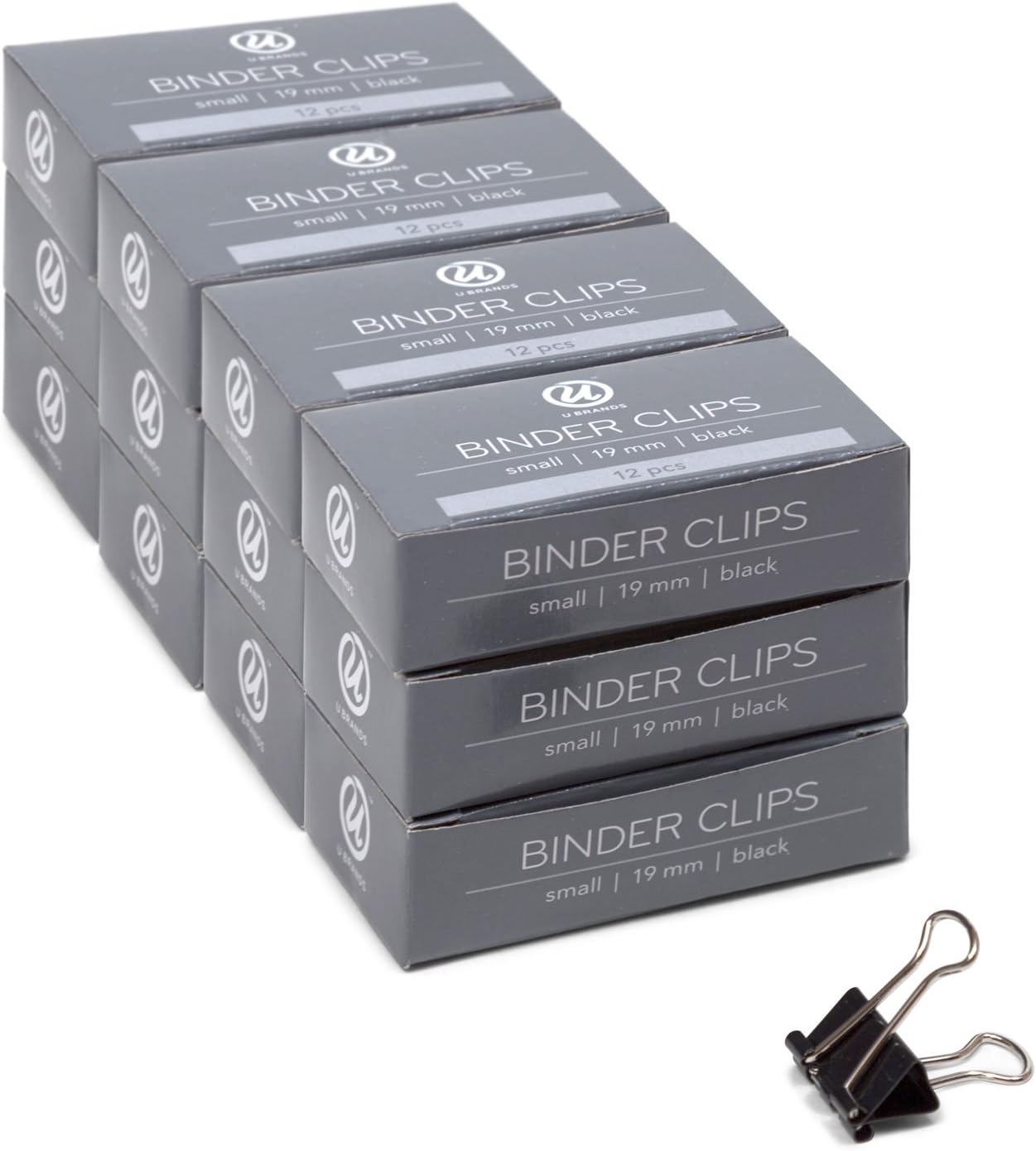 U Brands Binder Clips, Small 3/4-Inch Width, 1/3-Inch Paper Holding Capacity, Black and Silver Steel, 144-Count - 653U08-24 : Office Products
