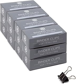 U Brands Binder Clips, Small 3/4-Inch Width, 1/3-Inch Paper Holding Capacity, Black and Silver Steel, 144-Count - 653U08-24