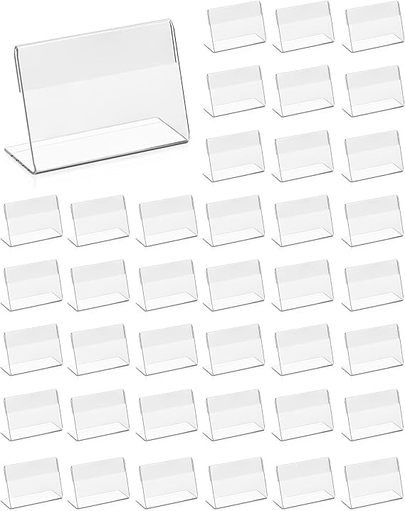 SUPPORTO PER DISPLAY Porta Etichette Acrilico Trasparente A Forma Di L 6*9 Cm EUR 20,53 - Foto 10