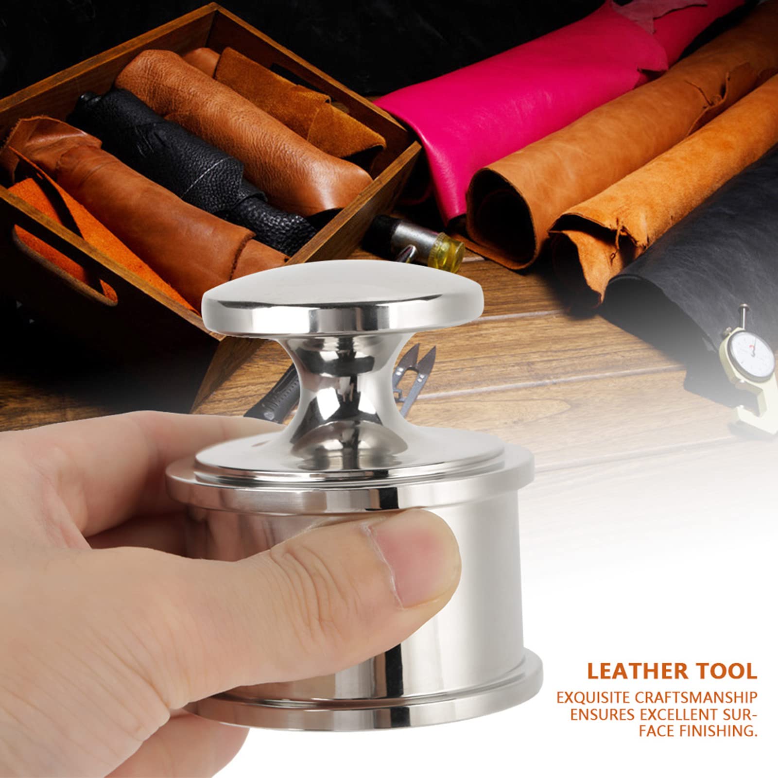 Herramientas de Cuero de Acero Inoxidable de Peso Pesado Herramientas de Trabajo de Cuero con Superficie Lisa para Cortar la Impresión