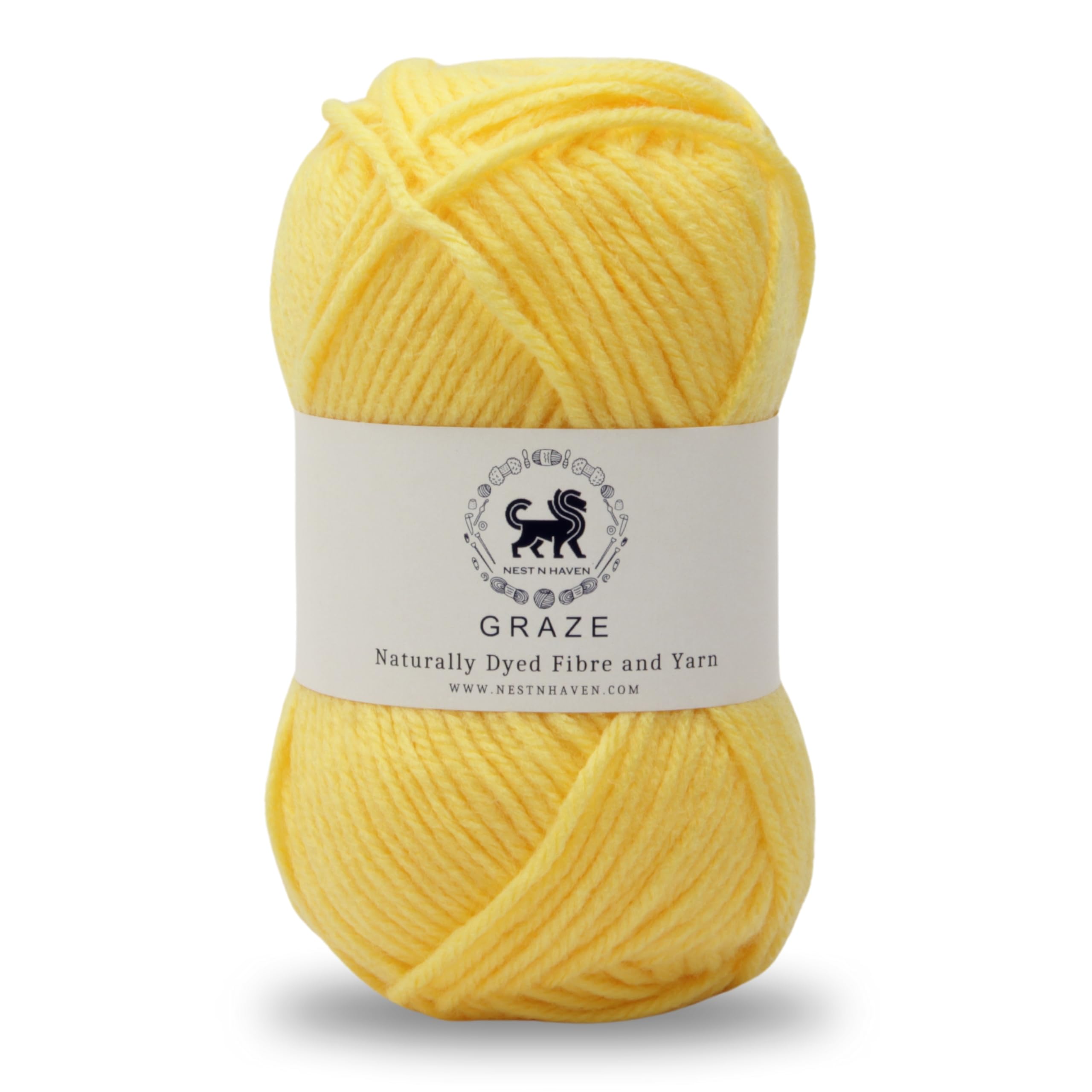 Nestnhaven Acrowools Graze Hand Knitting and Crochet Yarn. Pack of 1 Ball - 100gms. Shade no - NNHG0015 (Bright Yellow)-image-6