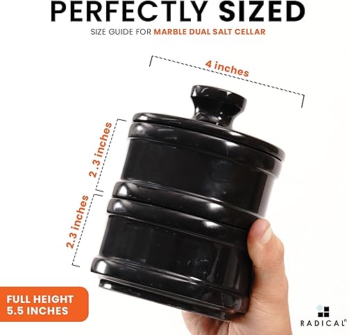 Miniatura 7 de Radicaln Bodega doble de sal de 5 pulgadas hecha a mano con tapa, cuencos de sal y pimienta de 2 pulgadas, ideal para joyas, mantequilla, azúcar