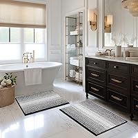 Vista 87 de BSICPRO Juego de alfombras y tapetes de baño, 2 piezas de felpilla gruesa y absorbente, antideslizantes, suaves y peludas para baño, lavables a