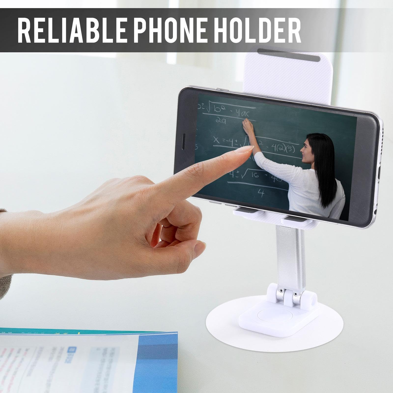 Geelin 12 soportes plegables dobles para teléfono celular, rotación de 360 grados, soporte para teléfono de escritorio, base de aluminio ligero, ángulo de altura ajustable, compatible con todos los