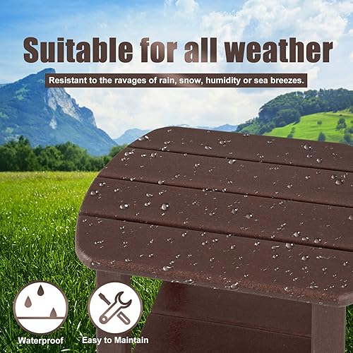 Miniatura 7 de nalone Adirondack Side Table 16.5" Outdoor Side Table HDPE Plastic Double Adirondack End Table Small Table for Patio(Wood)