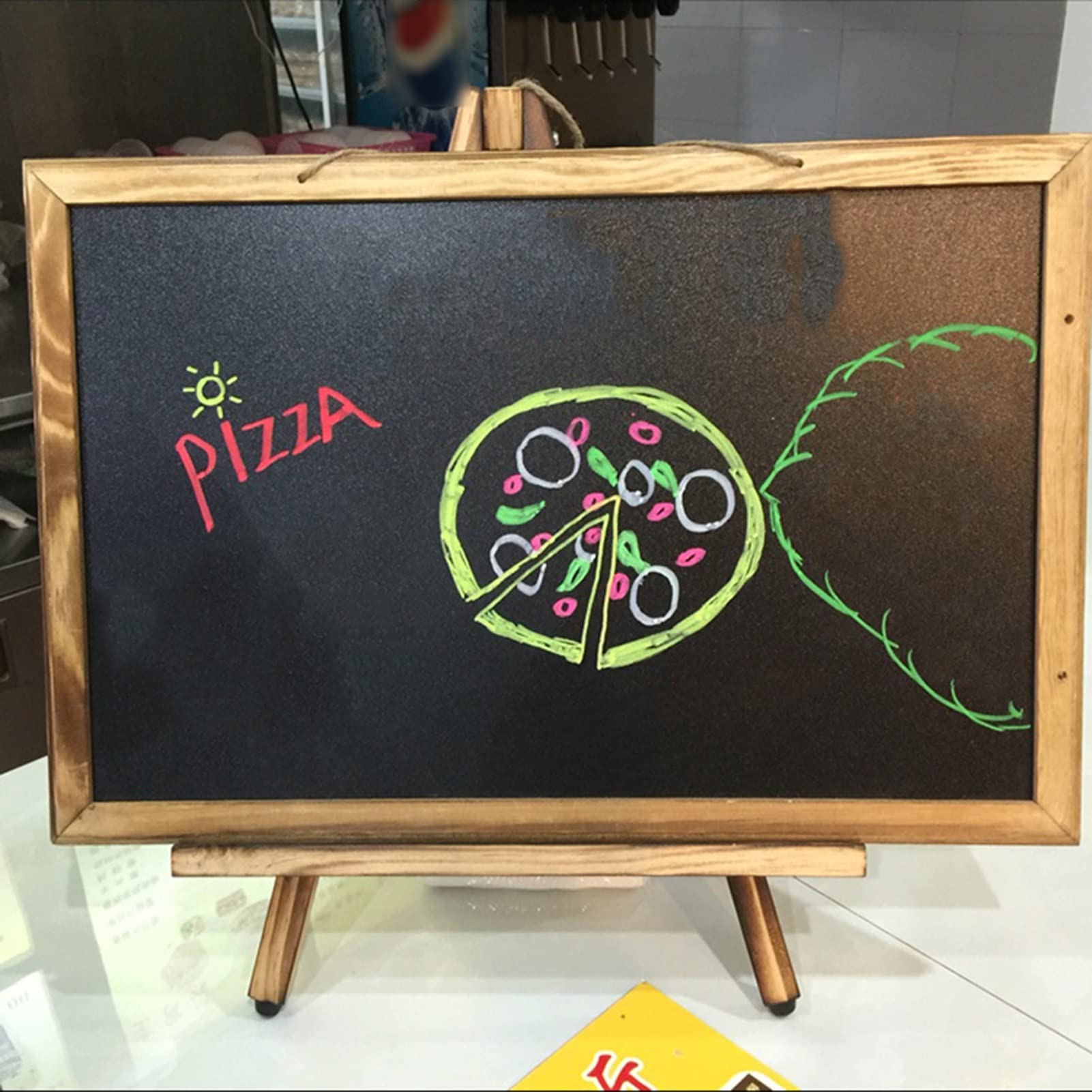 Letrero De Pizarra Enmarcado Rústico con Soporte De Trípode De Madera, Tablero De Exhibición De Tiza De Menú Memo De Mesa para Cocina, Boda, Bar, Restaurante