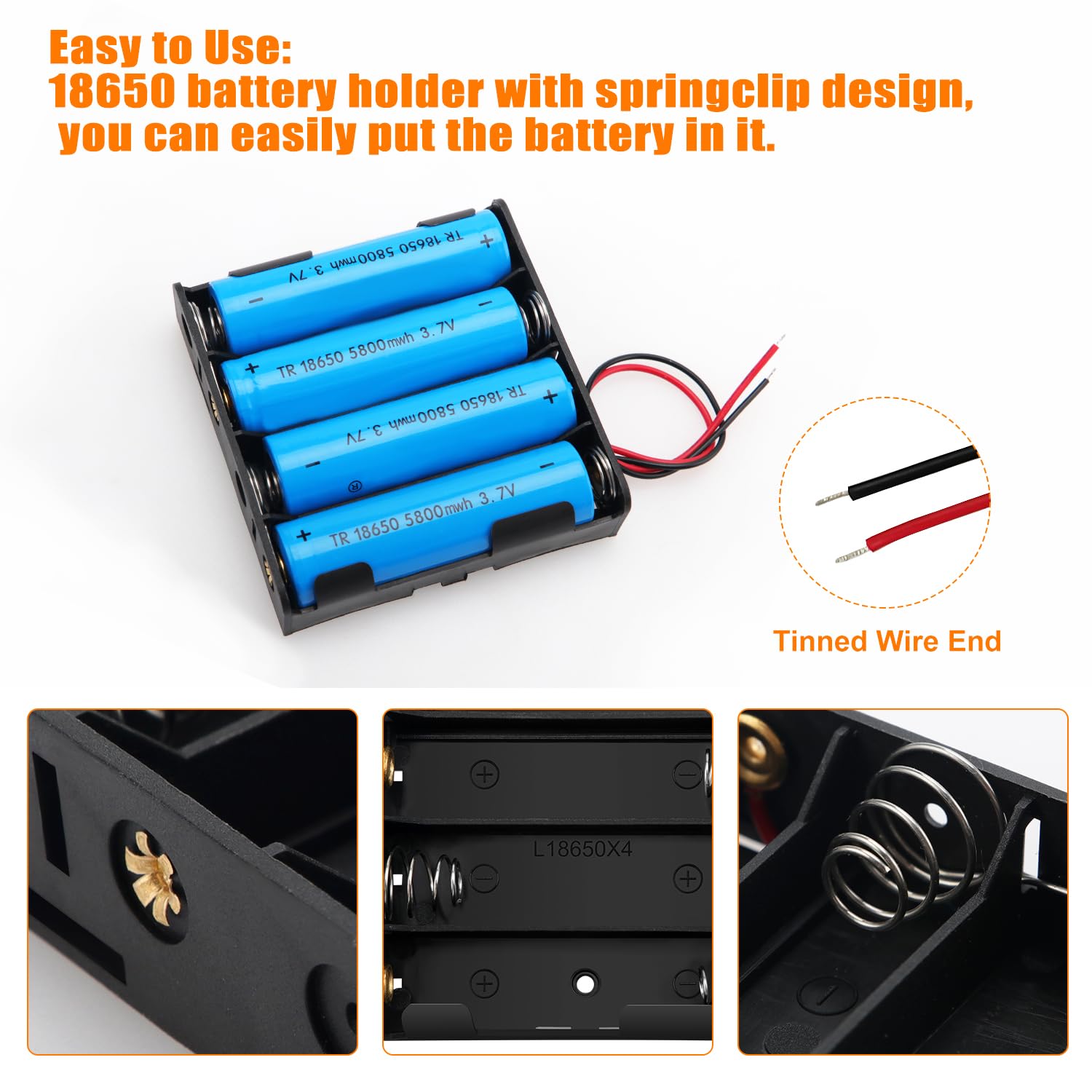 18650 1/2/3/4x Batteriehalter Etui Parallel/Serie Mit Kabel Batteriebox