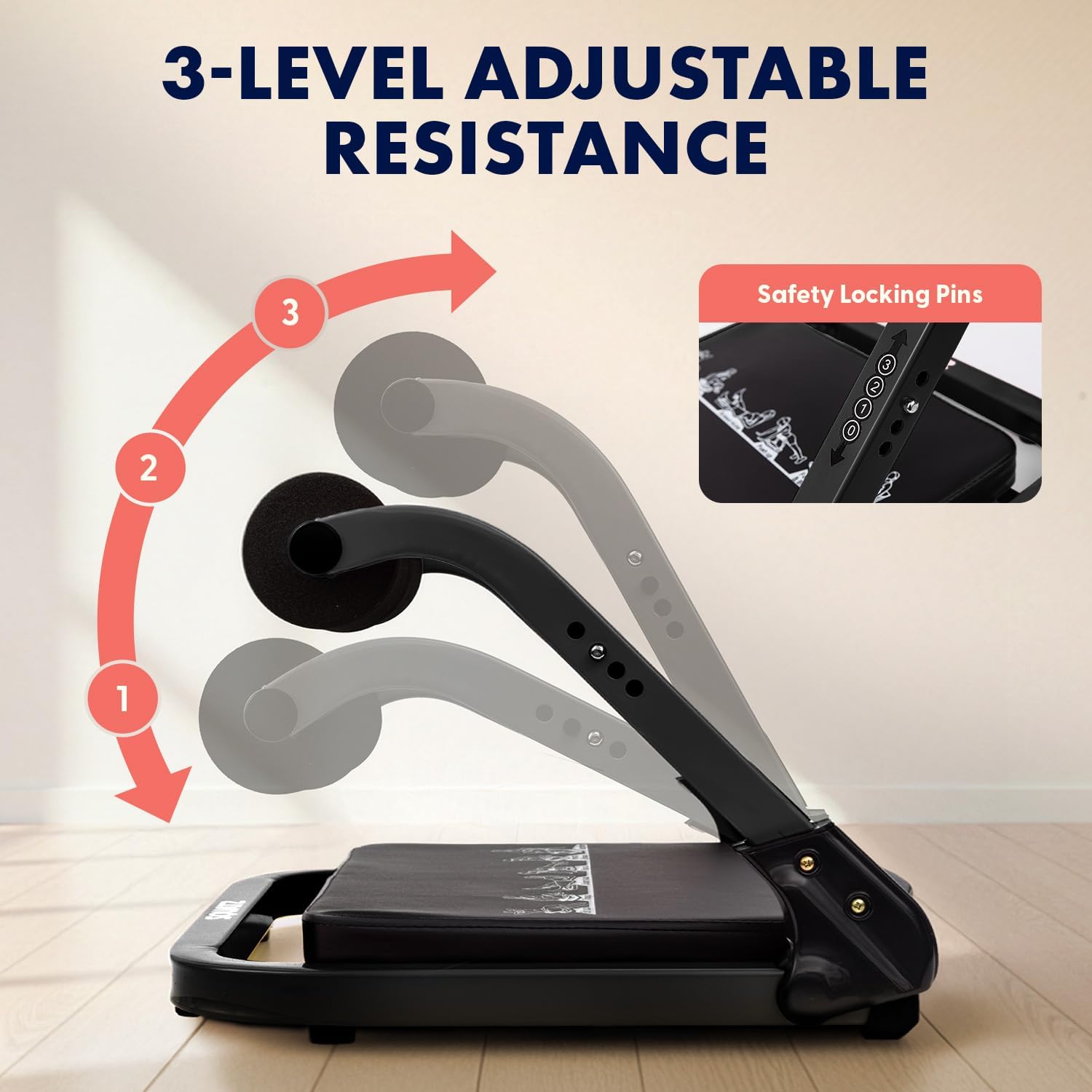 Squatz Ab Machine for Stomach Workout – Core & Sit-Up Exercise Equipment with 3 Resistance Levels for Home Gym, Adjustable Ab Trainer for Full-Body Workout with Automatic Rebound, 350 lbs Capacity