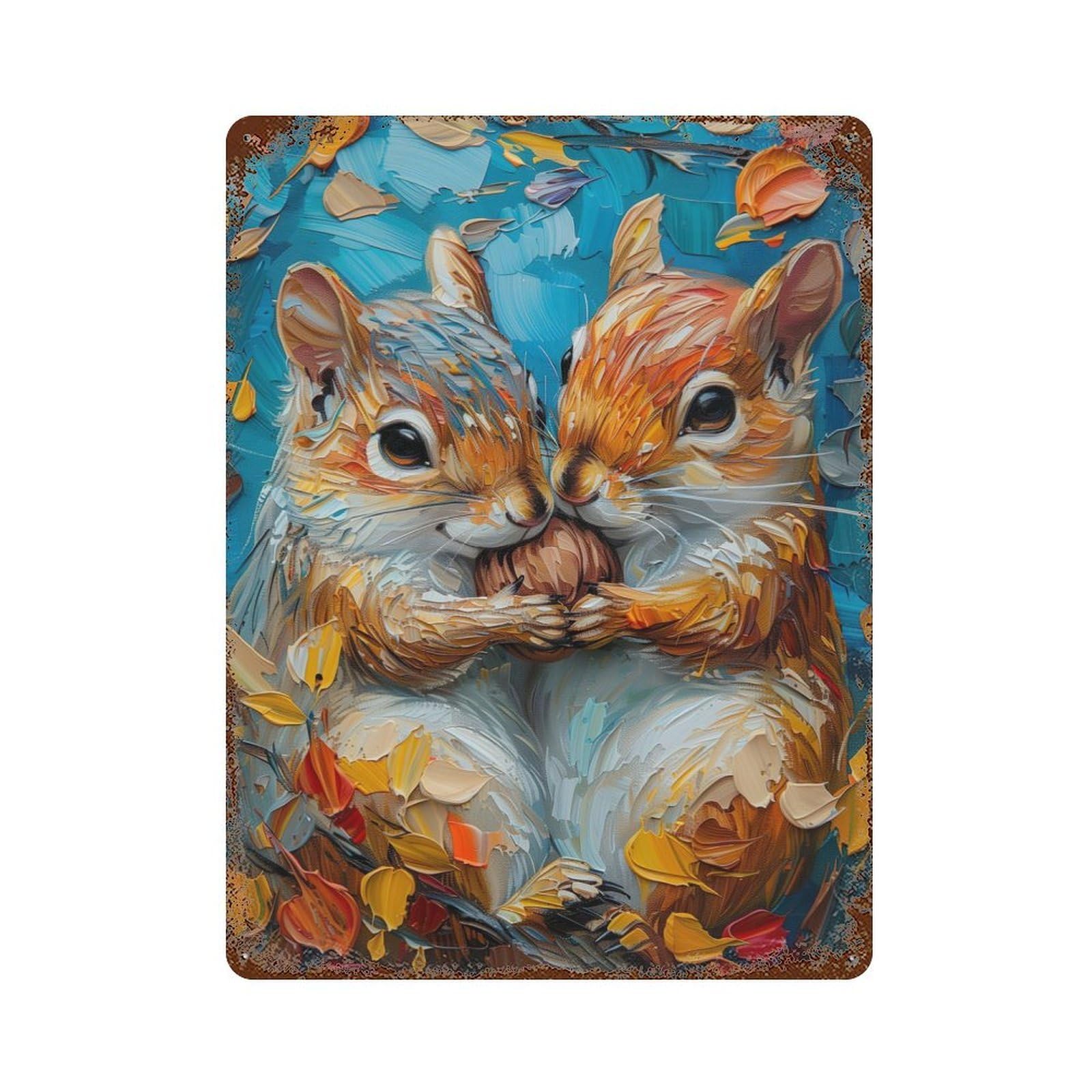 Love of Squirrels Rusty Metal Tin Sign 15.7"x11.8", Ideal for Pub, Kitchen And Man Cave Decor