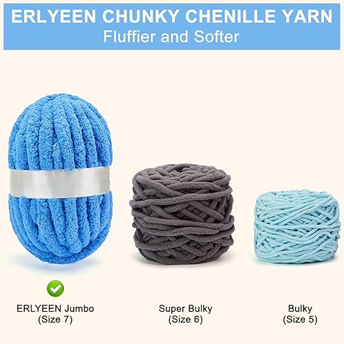 Miniatura 4 de ERLYEEN Hilo grueso de chenilla súper voluminoso, suave, grueso, esponjoso, gigante, lavable, de poliéster grande, para bricolaje, manta de punto,