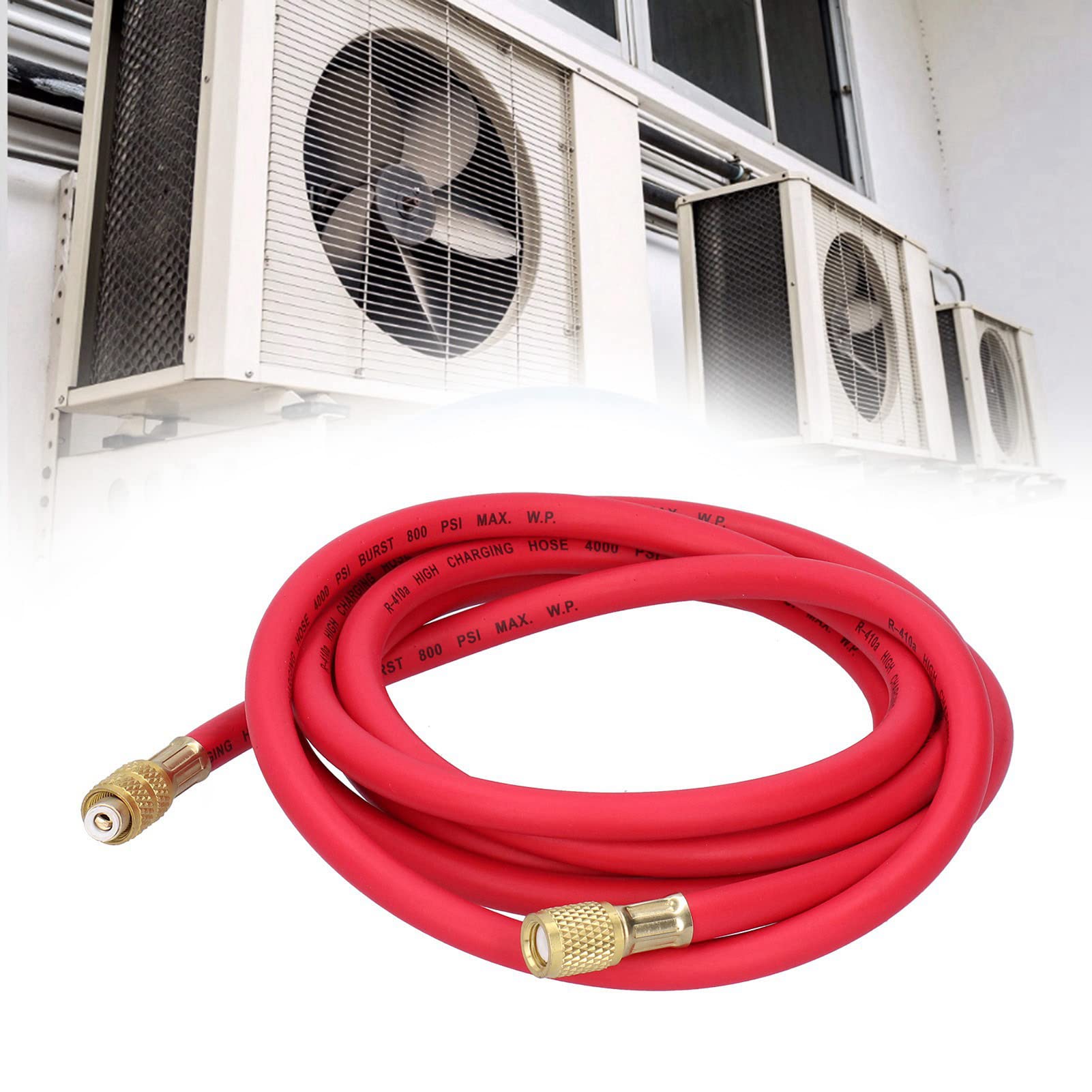 Manguera de Carga de Refrigerante, Tubo de Adición de Fluoruro, Herramienta de Reparación de Aire Acondicionado para Coche, Accesorios para Coche (3 Metros para R410, Sencillo)