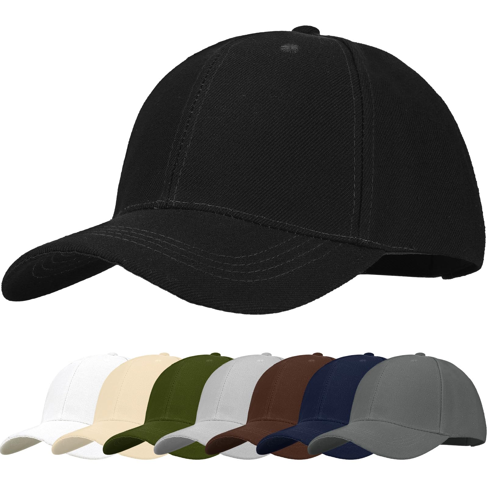 8 gorras de béisbol de tamaño ajustable para hombres y mujeres, correr, entrenamientos y actividades al aire libre, 8 colores, Vintage Color, Talla única
