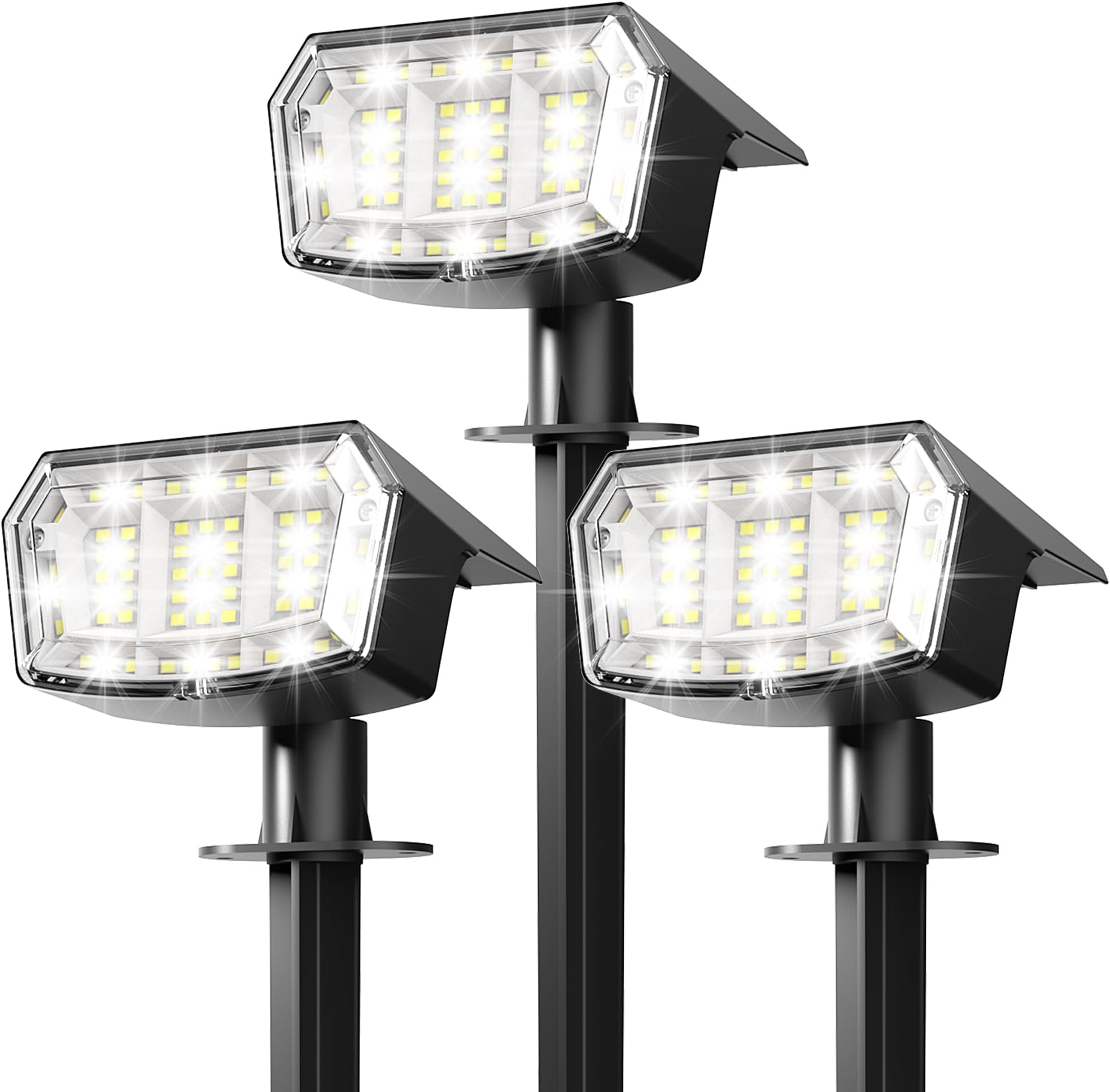 Solar Lights Outdoor Waterproof IP65, 63 LED 3 Lighting Modes Solar Powered Yard Garden Spot Lights for Outside Landscape- 3 Pack (Cool White)