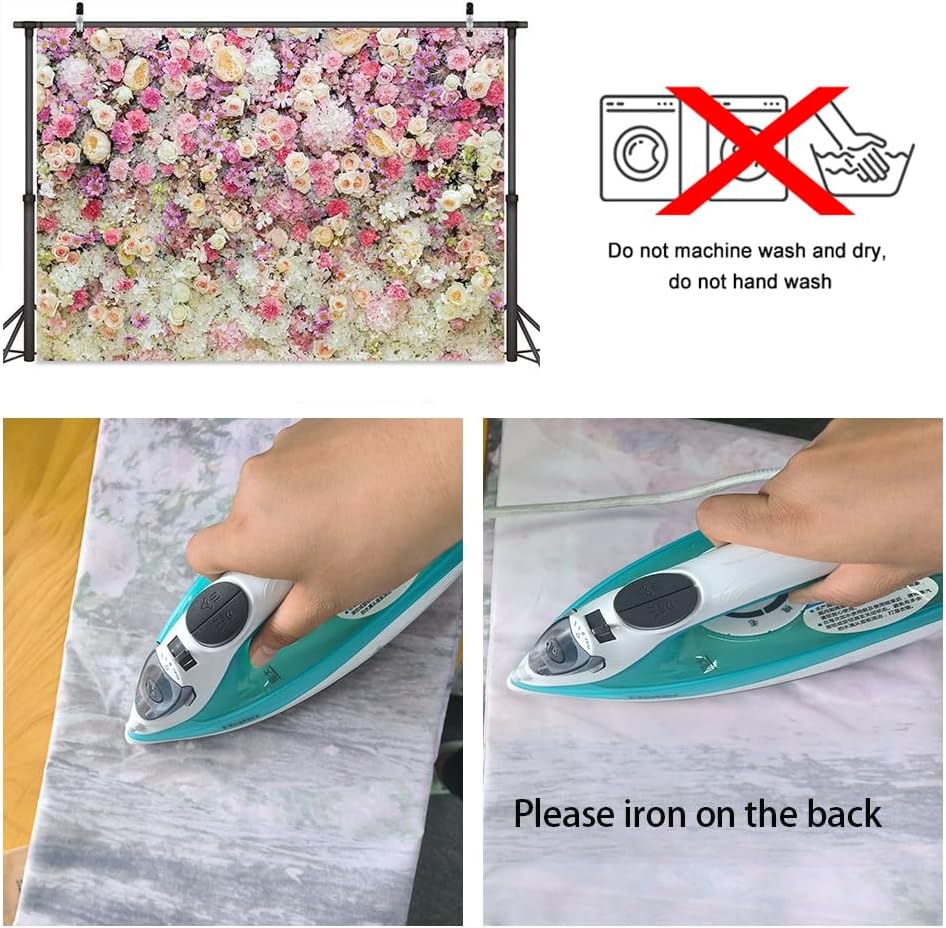 Miniatura 6 de Telón de fondo de pared de flores rosas rosas rosas de 7 x 5 pies para niñas, boda, cumpleaños, despedida de soltera, fondo de retrato para niños,