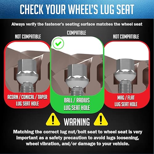 Vista 20 de Wheel Accessories Parts 20 piezas de pernos de asiento de bola M14 x 1.5 de 0.669 in hexagonal 1.299 in de longitud de rosca, acabado negro