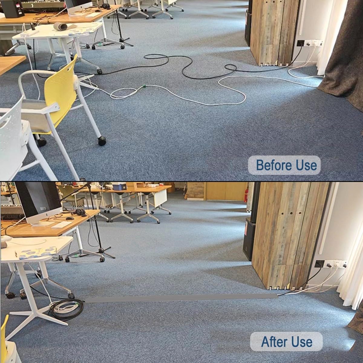 Floor Cable Covers,20 Feet Cord Cover Wire Protector Cable Wire Storage Cover Used to Protect The Cable and Prevent Tripping Over The Cords (Gray) - Image 4