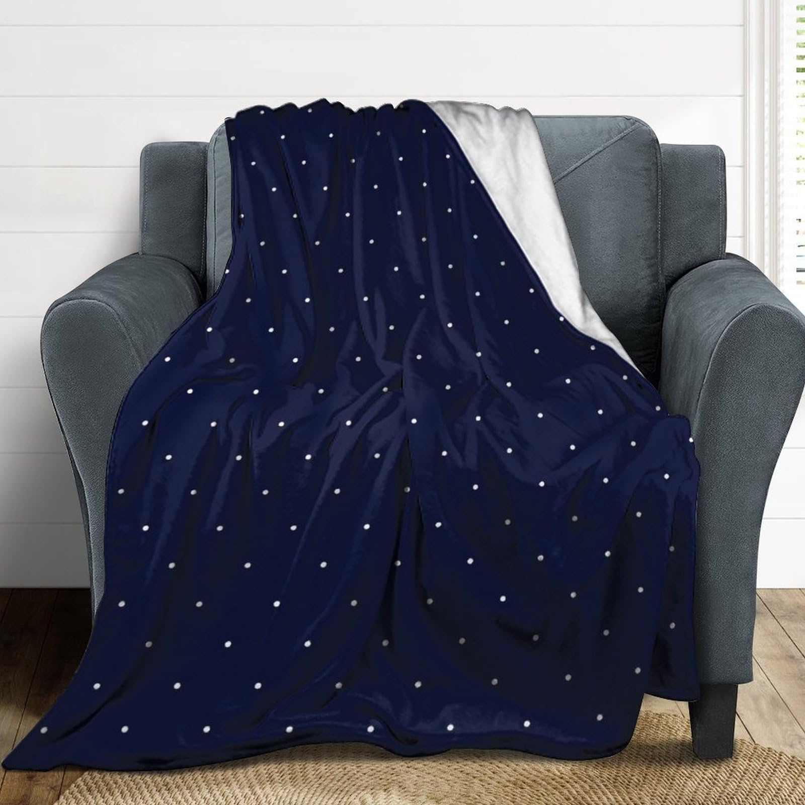 Amazon｜ブランケット 水玉 青と白 毛布 タオルケット Blanket