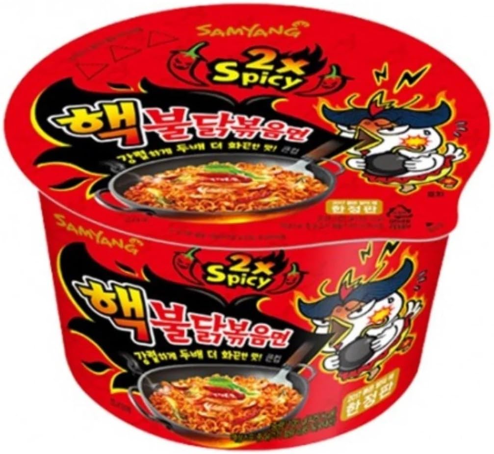Spicy Chicken Stir Fried Noodle Cup (2X Spicy Big Cup (105 g), Pack of 3)