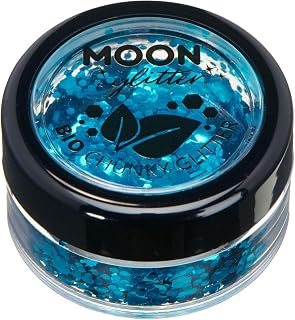 Biodegradable Eco Chunky Glitter by Moon Glitter - 100% Cosmetic Bio Glitter for Face, Body, Nails, Hair and Lips - 3g - Blue