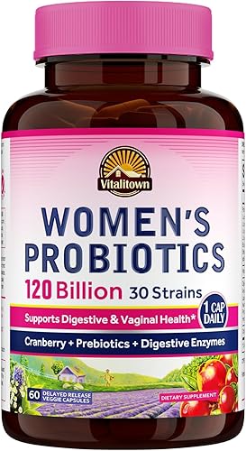 Miniatura 10 de Vitalitown Probióticos para mujer 120 mil millones de CFU 1 diario  30 cepas con prebióticos y enzimas digestivas y arándanos  Estable en estante