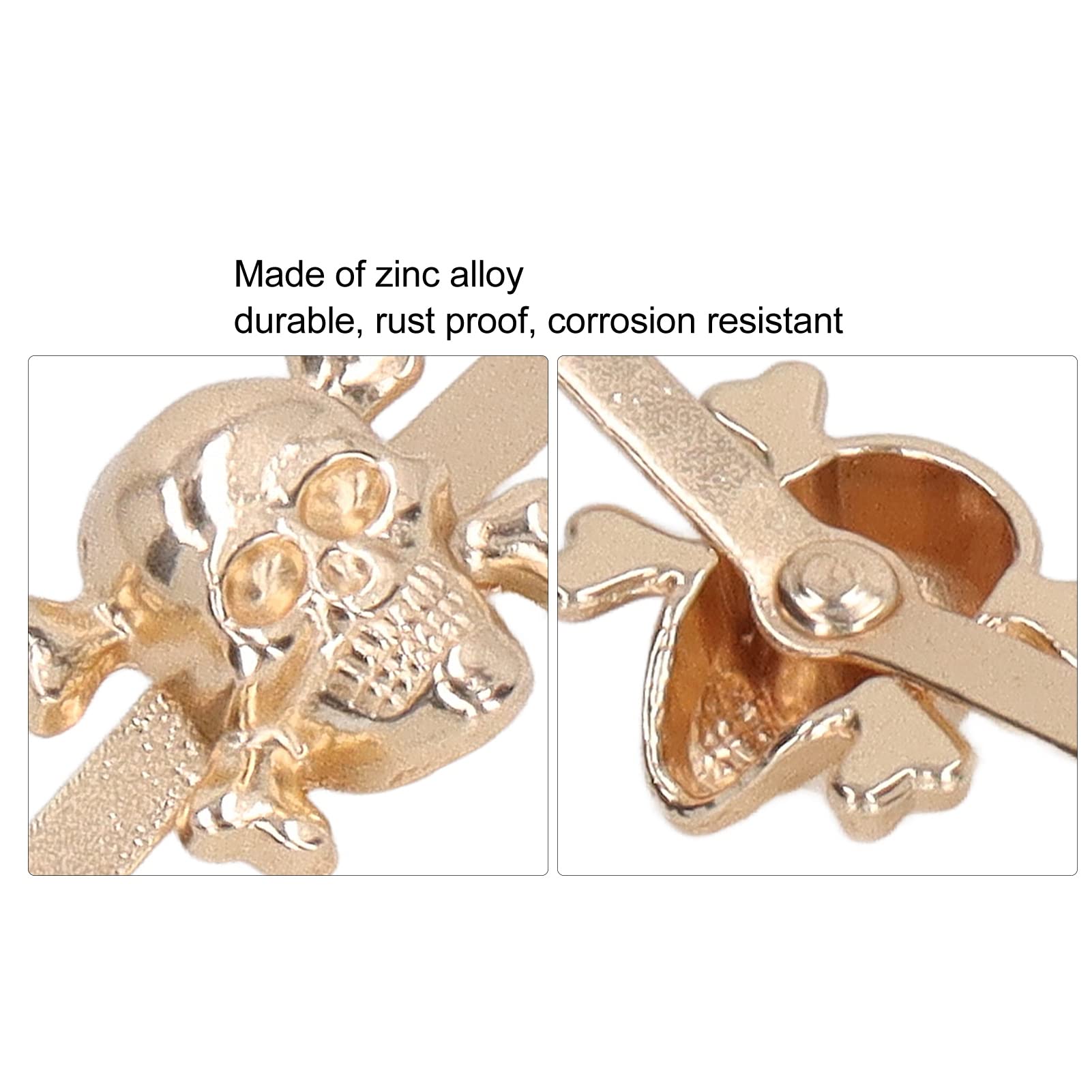 150 piezas de remaches de calavera estilo gótico de moda hermosos accesorios de perno de calavera para zapatos DIY bolsas de ropa (Oro)