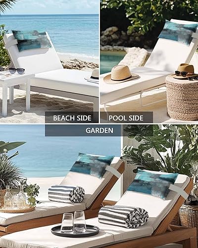 Miniatura 5 de Blue Graffiti Art - Almohadas para descansar la cabeza para exteriores, paquete de 2, verde azulado, verde, gris, arte abstracto, impermeable,