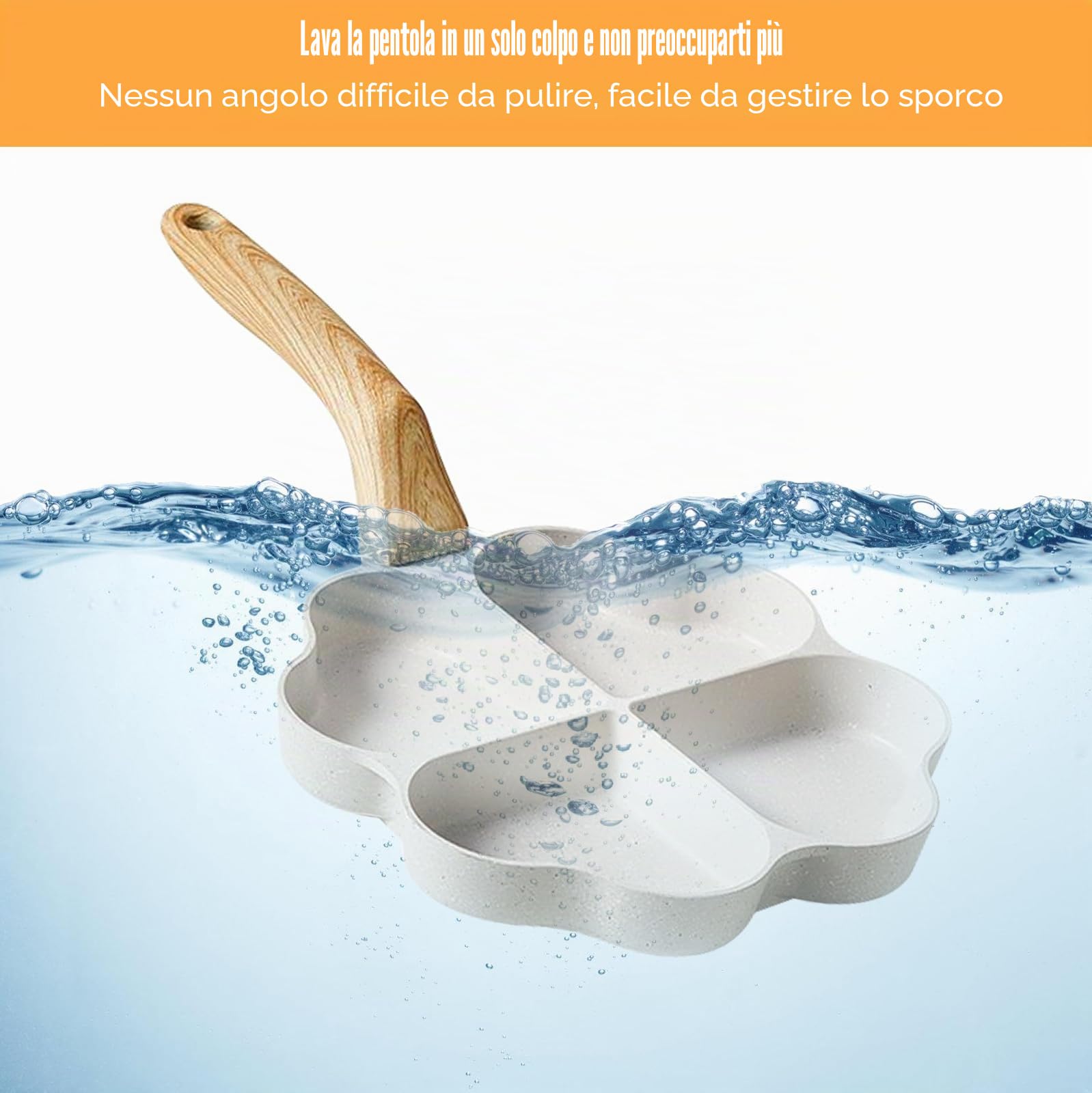 Stufa per uova a forma di cuore, a 4 fori, antiaderente, con 3 spatole in silicone, manico in legno, per pancake, frittelle, frittelle