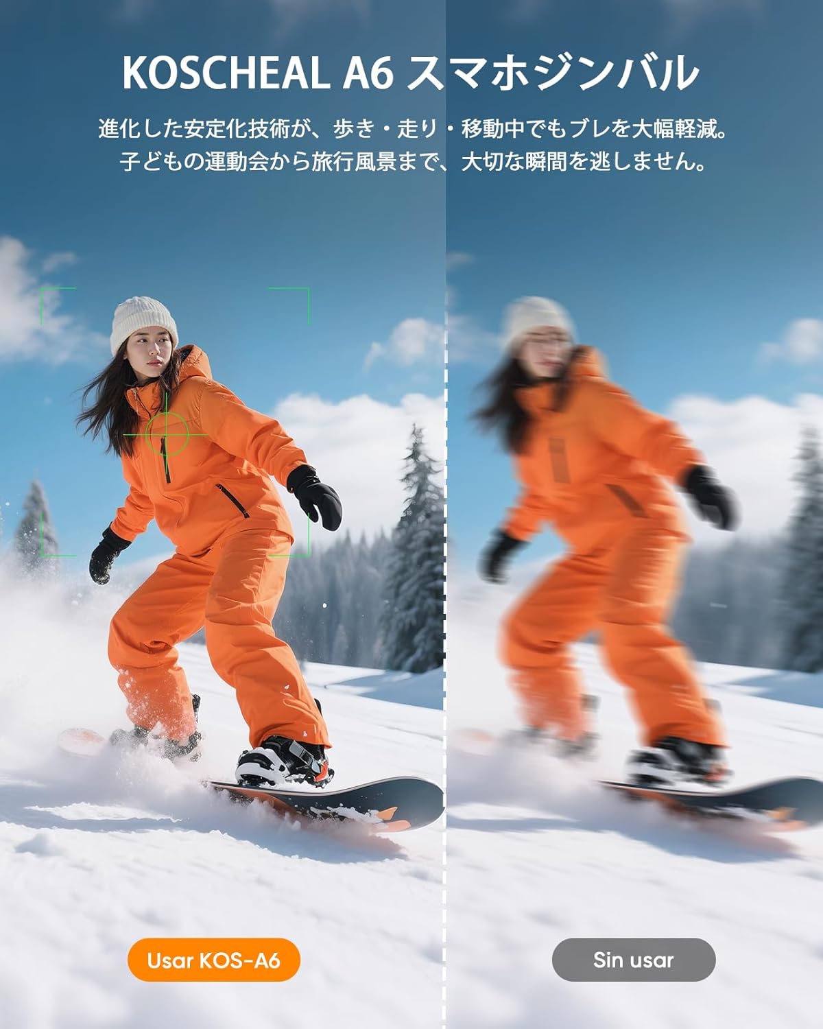 Comparison of video with and without KOSCHEAL A6 stabilization