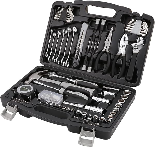 Amazon Basics 131-Piece General Household Hand Tool Set with Storage Case for Home Repair, Portable - 1
