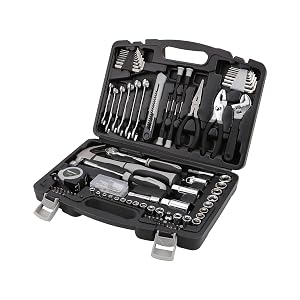 Amazon Basics Caja de herramientas de uso general para el hogar, 131 piezas